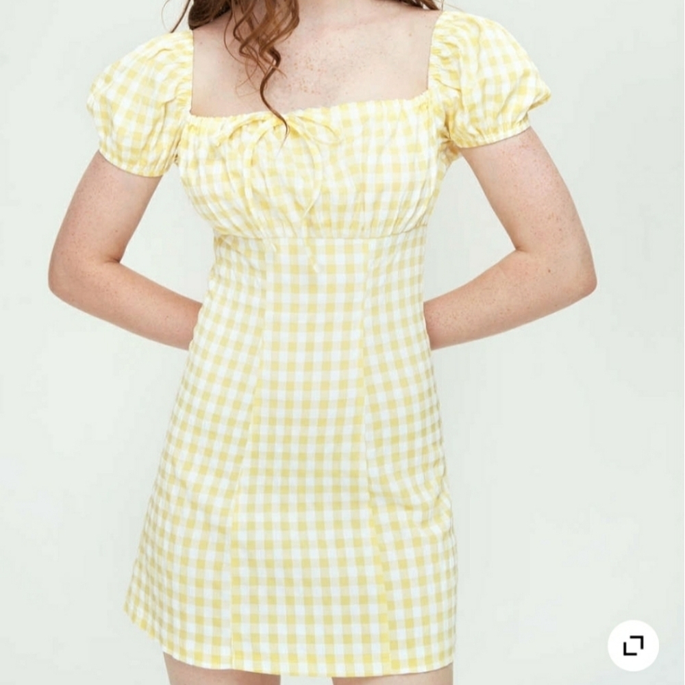 Cider Yellow Check Mini Dress Size S